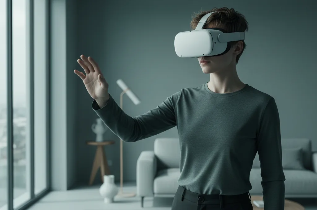 A person playing an immersive VR game similar to Gorilla Tag